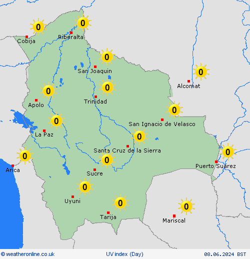 uv index Bolivia South America Forecast maps