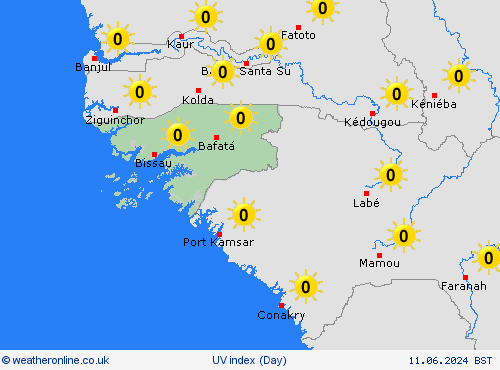 uv index Guinea-Bissau Africa Forecast maps