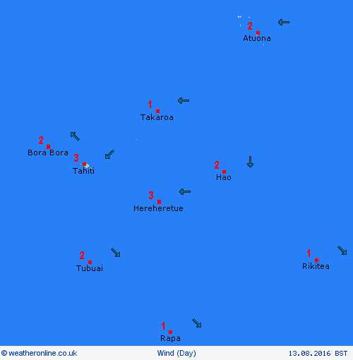 wind French Polynesia Oceania Forecast maps