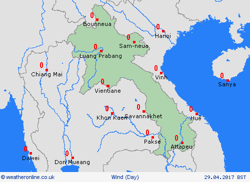 wind Laos Asia Forecast maps