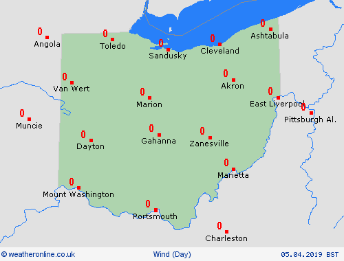 wind Ohio North America Forecast maps