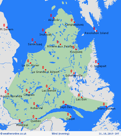 wind Quebec North America Forecast maps