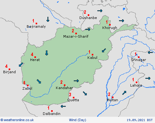 wind Afghanistan Asia Forecast maps