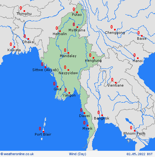 wind Myanmar Asia Forecast maps