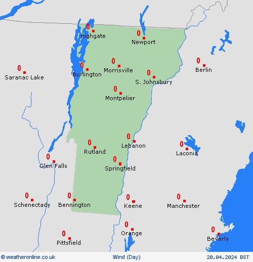 wind Vermont North America Forecast maps