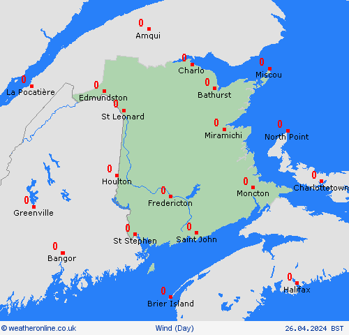 wind New Brunswick North America Forecast maps