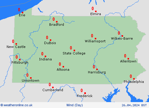 wind Pennsylvania North America Forecast maps