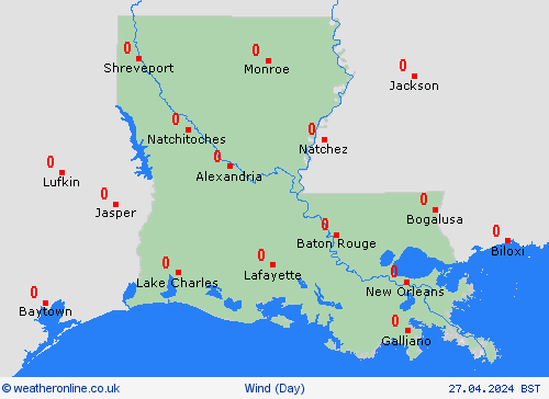 wind Louisiana North America Forecast maps