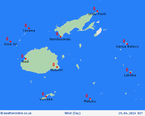wind Fiji Oceania Forecast maps
