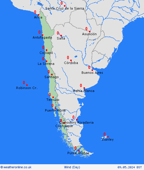 wind Chile South America Forecast maps