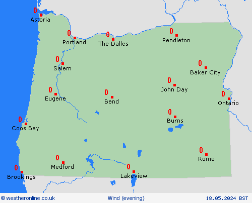 wind Oregon North America Forecast maps