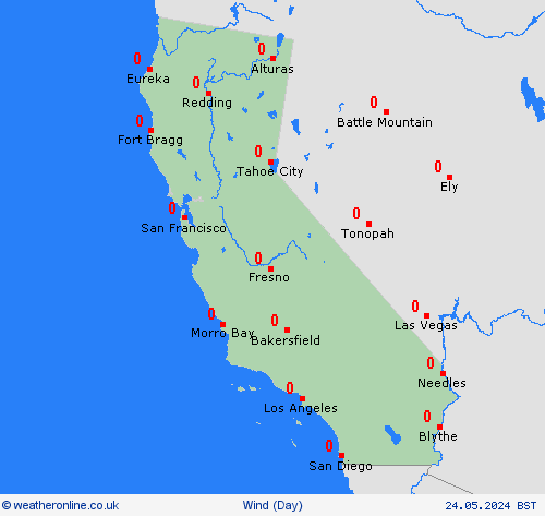 wind California North America Forecast maps