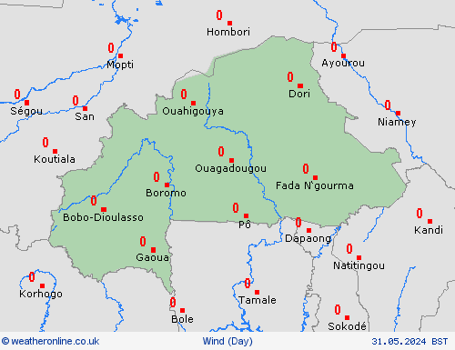 wind Burkina Faso Africa Forecast maps