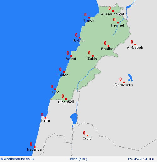 wind Lebanon Asia Forecast maps