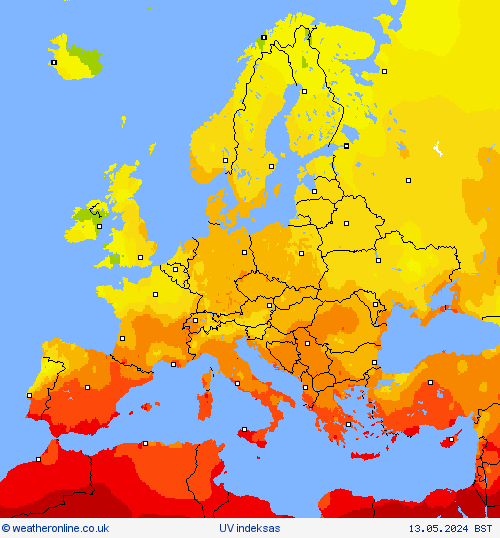 UV indeksas Forecast maps