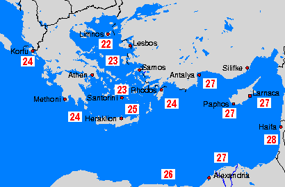 Teplota moře v Řecku