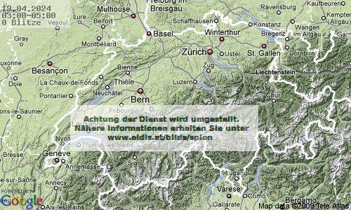 Lightning Switzerland 03:00 UTC Fri 19 Apr