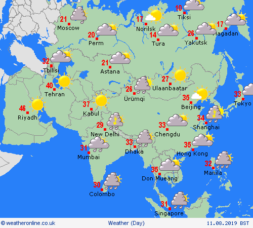 overview  Asia Forecast maps