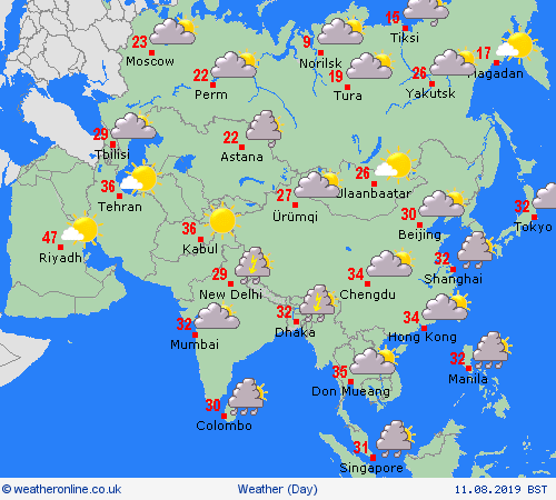 overview  Asia Forecast maps