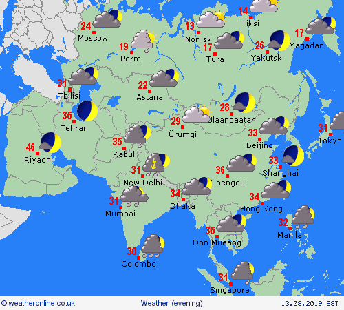 overview  Asia Forecast maps