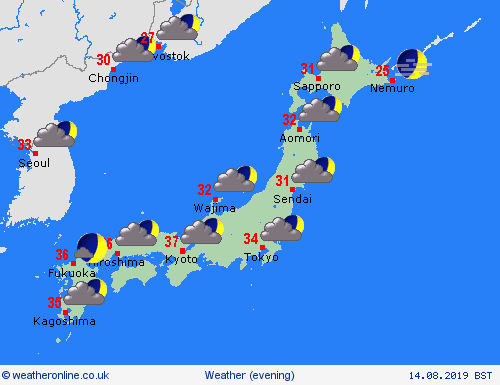 overview Japan Asia Forecast maps