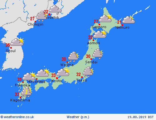 overview Japan Asia Forecast maps