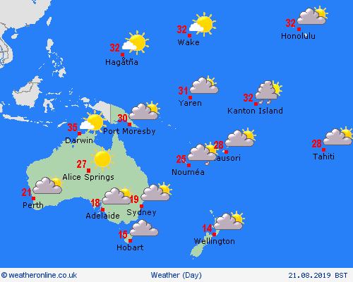 overview  Oceania Forecast maps