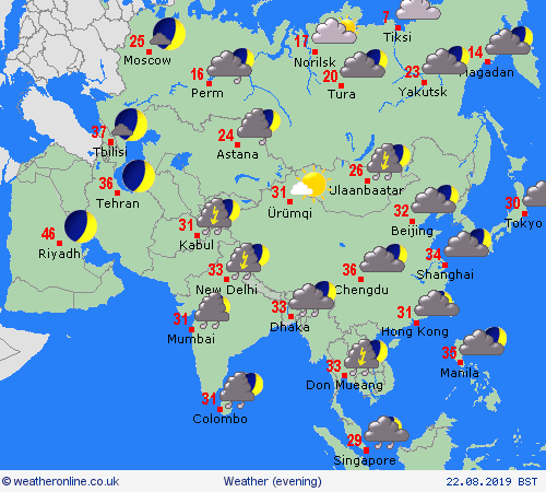 overview  Asia Forecast maps