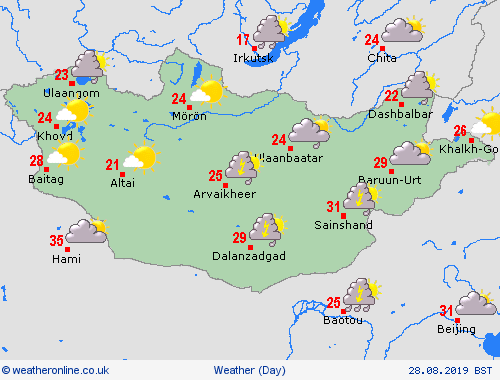 overview Mongolia Asia Forecast maps