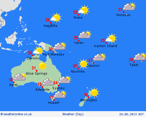 overview  Oceania Forecast maps