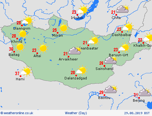 overview Mongolia Asia Forecast maps