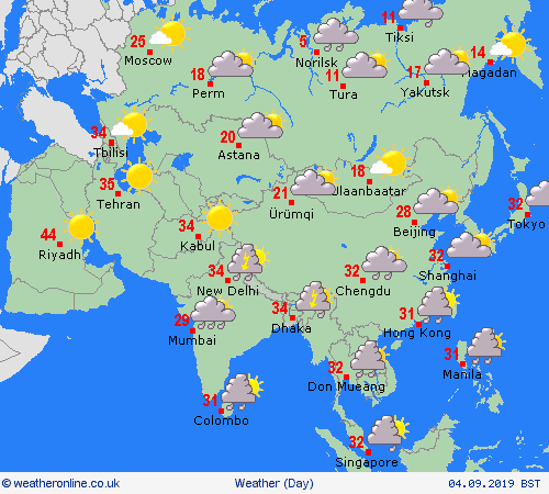 overview  Asia Forecast maps