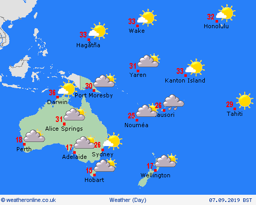 overview  Oceania Forecast maps