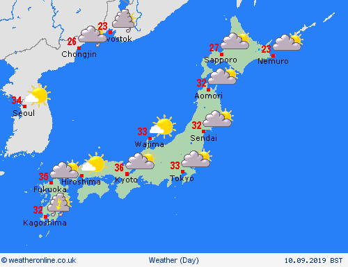 overview Japan Asia Forecast maps