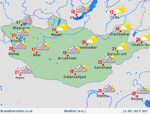 overview Mongolia Asia Forecast maps