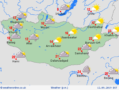 overview Mongolia Asia Forecast maps