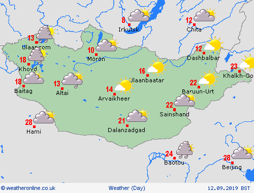 overview Mongolia Asia Forecast maps