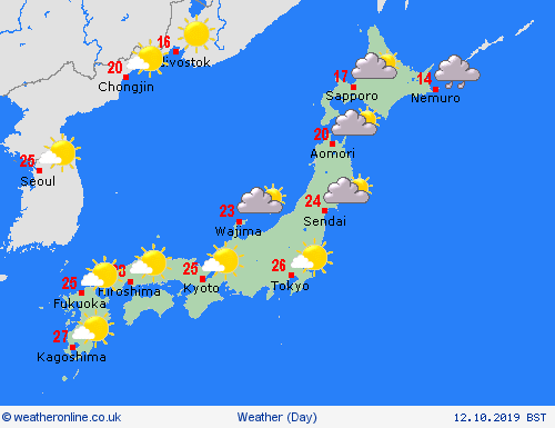 overview Japan Asia Forecast maps