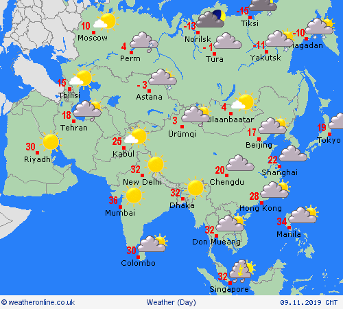 overview  Asia Forecast maps