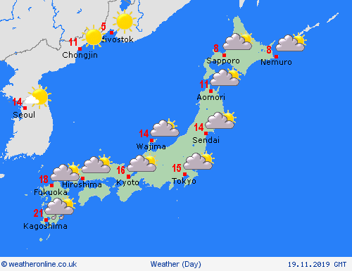 overview Japan Asia Forecast maps