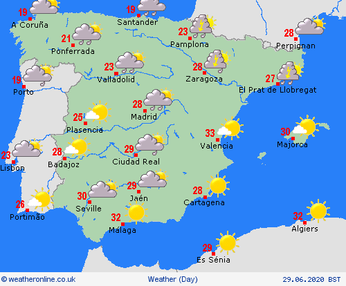 overview Spain Europe Forecast maps