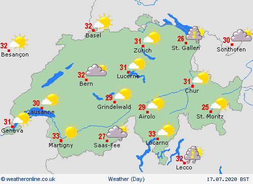 overview Switzerland Europe Forecast maps