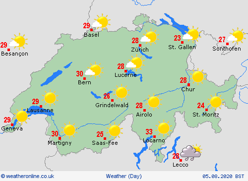 overview Switzerland Europe Forecast maps