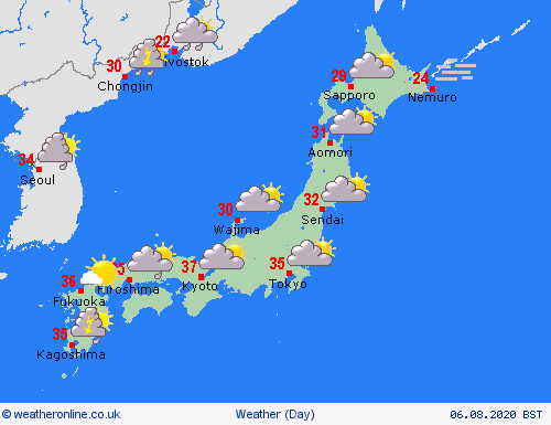 overview Japan Asia Forecast maps