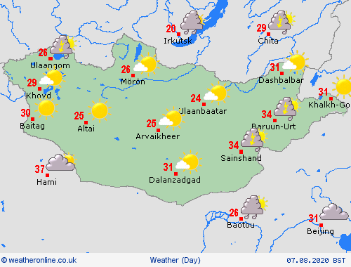 overview Mongolia Asia Forecast maps