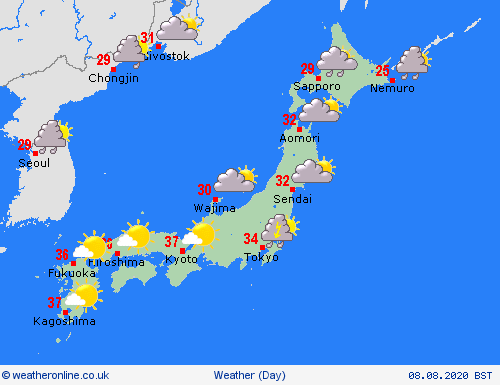 overview Japan Asia Forecast maps