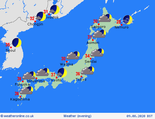 overview Japan Asia Forecast maps