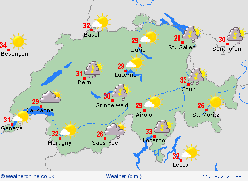 overview Switzerland Europe Forecast maps