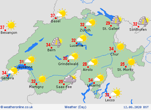 overview Switzerland Europe Forecast maps