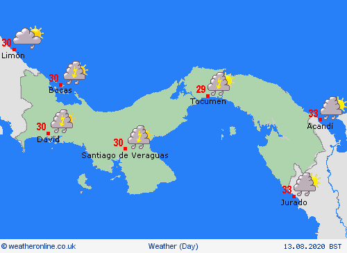 overview Panama Central America Forecast maps